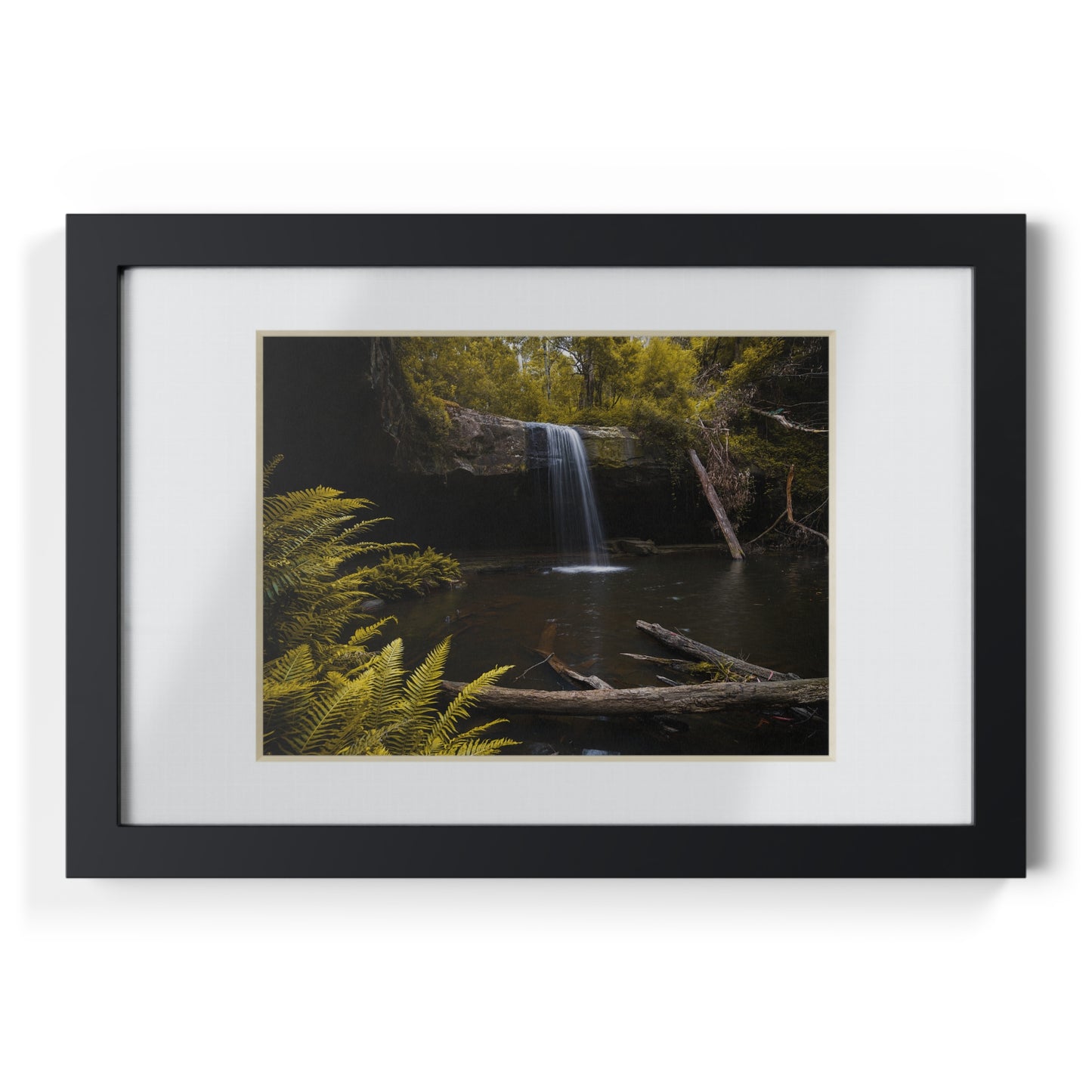 The beautiful Lower Kalimna Falls printed on a black framed poster