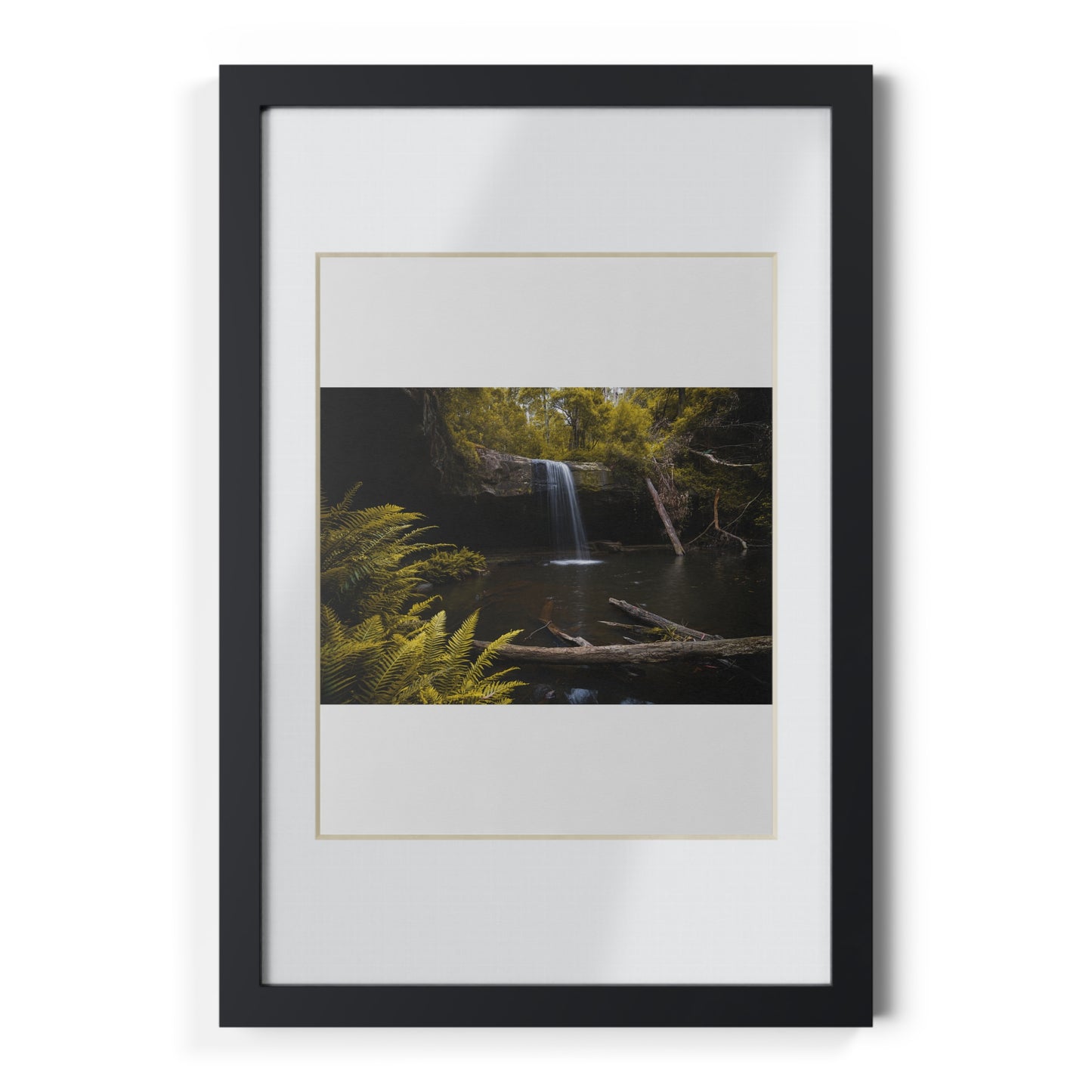 The beautiful Lower Kalimna Falls printed on a black framed poster