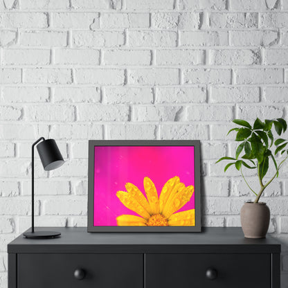 Beautiful yellow flower printed on a framed paper poster