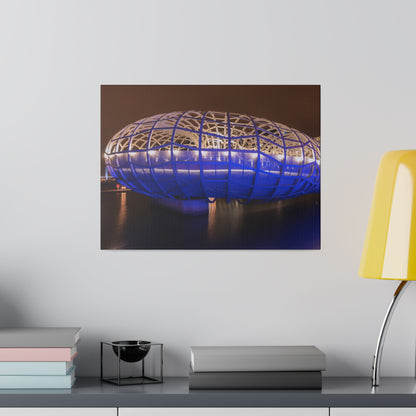 The beautiful Webb Bridge illuminated at night printed on a stretched matte canvas