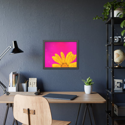 Beautiful yellow flower printed on a framed paper poster