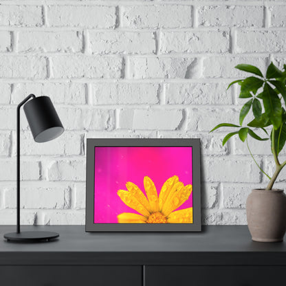 Beautiful yellow flower printed on a framed paper poster