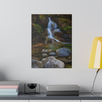 Watercolor styled print of the Ladies Bath falls on a stretched matte canvas