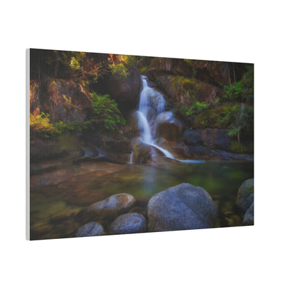 Watercolor styled print of the Ladies Bath falls on a stretched matte canvas