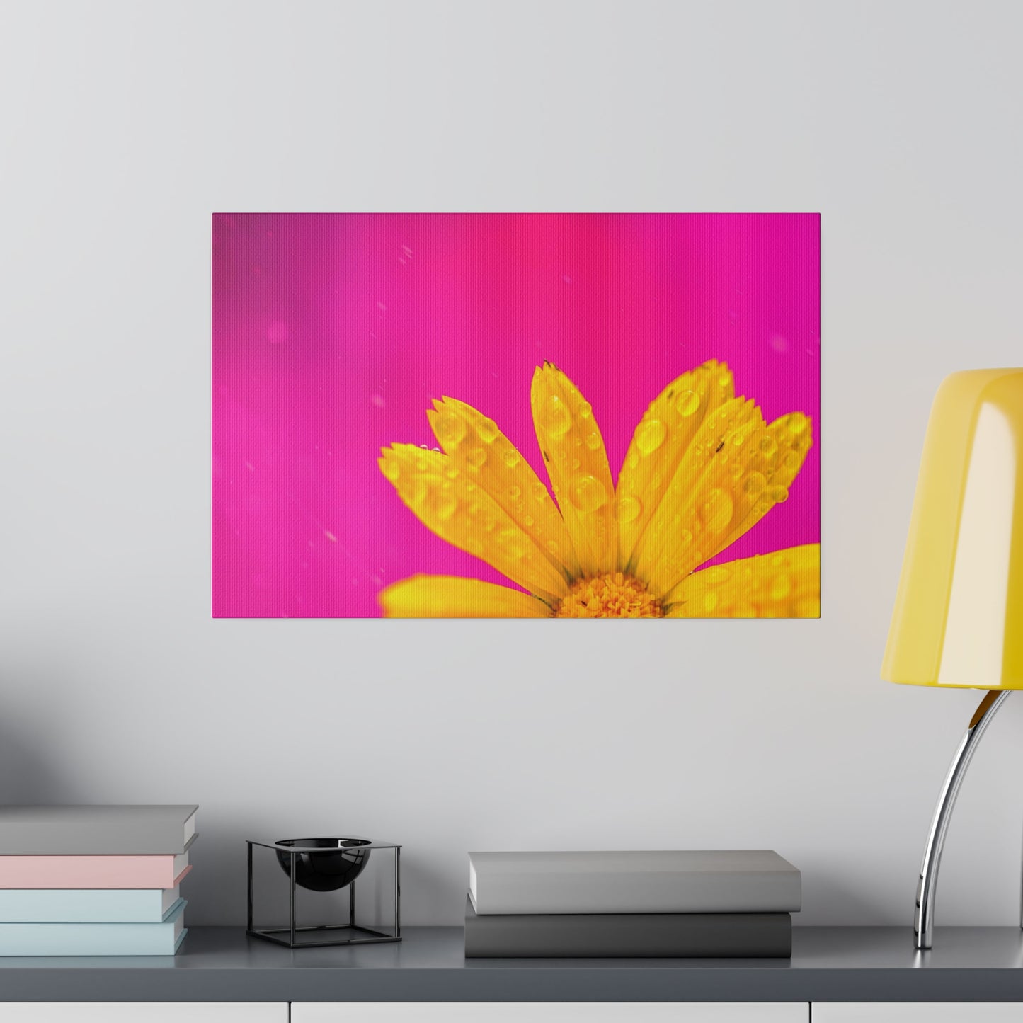 Beautiful yellow flower printed in a stretched matte canvas