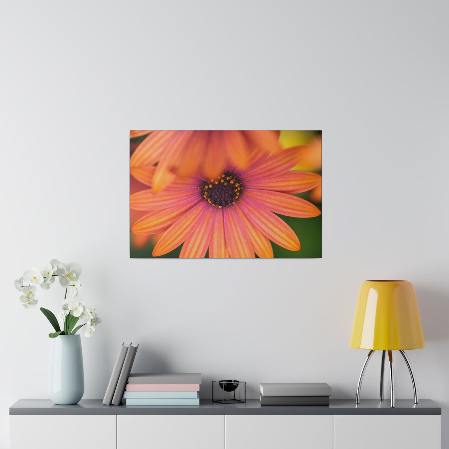 Colorful daisy printed on a stretched matte canvas