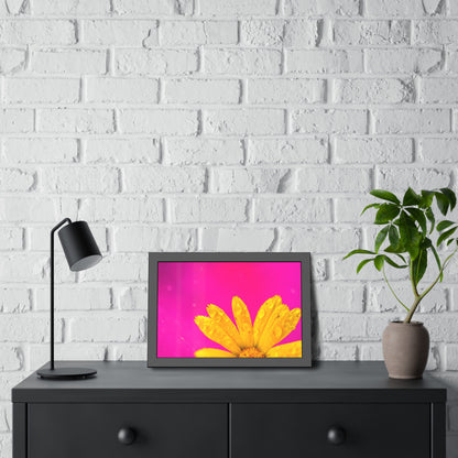 Beautiful yellow flower printed on a framed paper poster