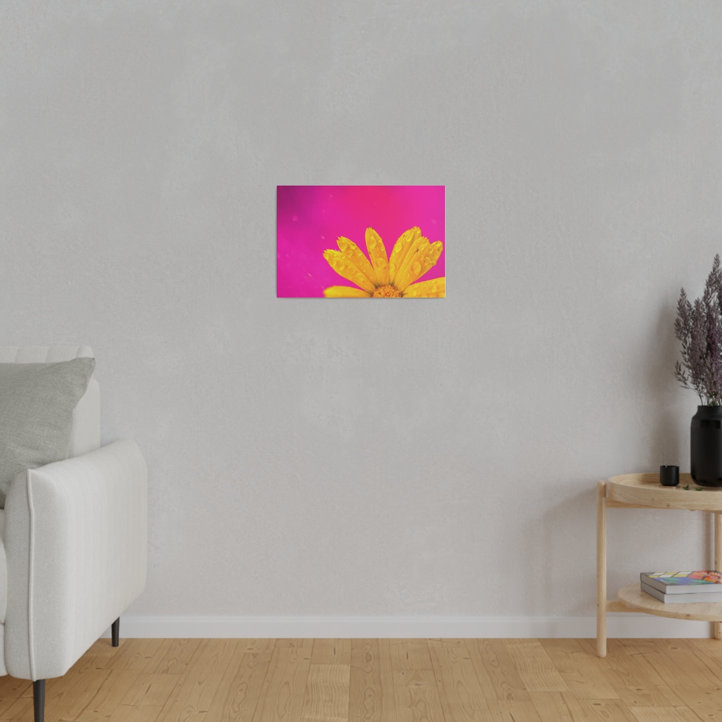 Beautiful yellow flower printed in a stretched matte canvas