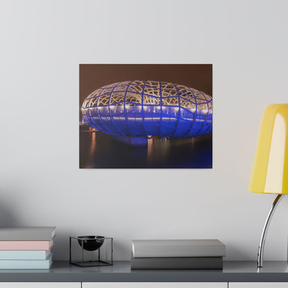 The beautiful Webb Bridge illuminated at night printed on a stretched matte canvas