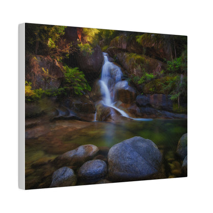 Watercolor styled print of the Ladies Bath falls on a stretched matte canvas