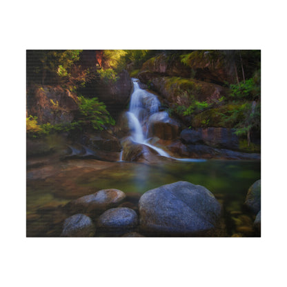 Watercolor styled print of the Ladies Bath falls on a stretched matte canvas