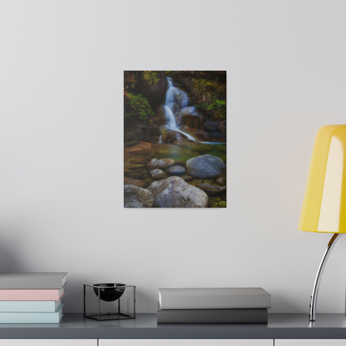 Watercolor styled print of the Ladies Bath falls on a stretched matte canvas