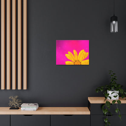 Beautiful yellow flower printed on a stretched satin canvas