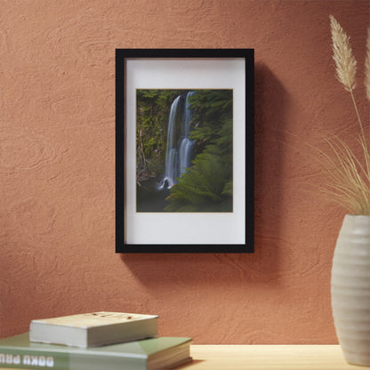 The beautiful Beauchamp Falls printed on a black framed poster