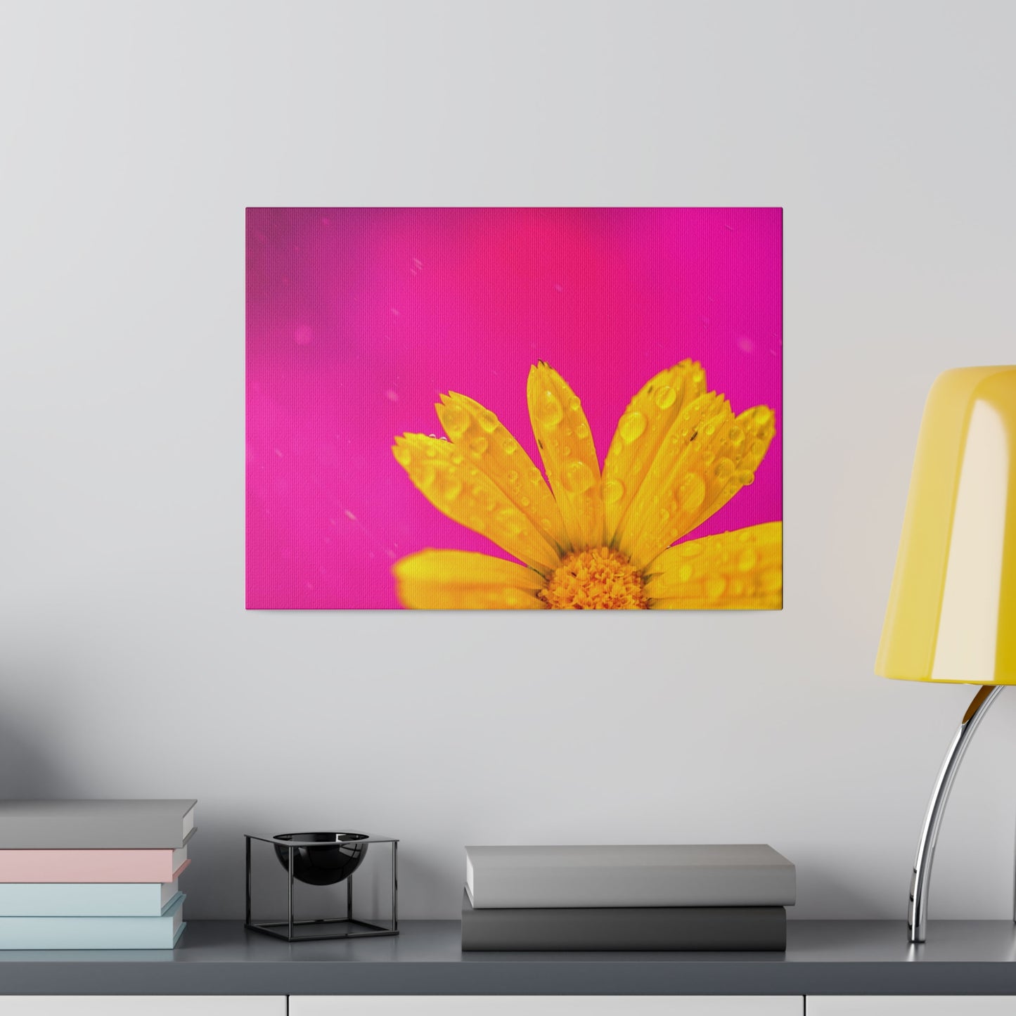 Beautiful yellow flower printed in a stretched matte canvas