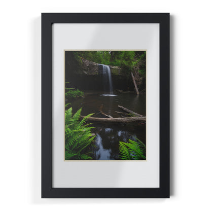 The beautiful Lower Kalimna Falls printed on a black framed poster