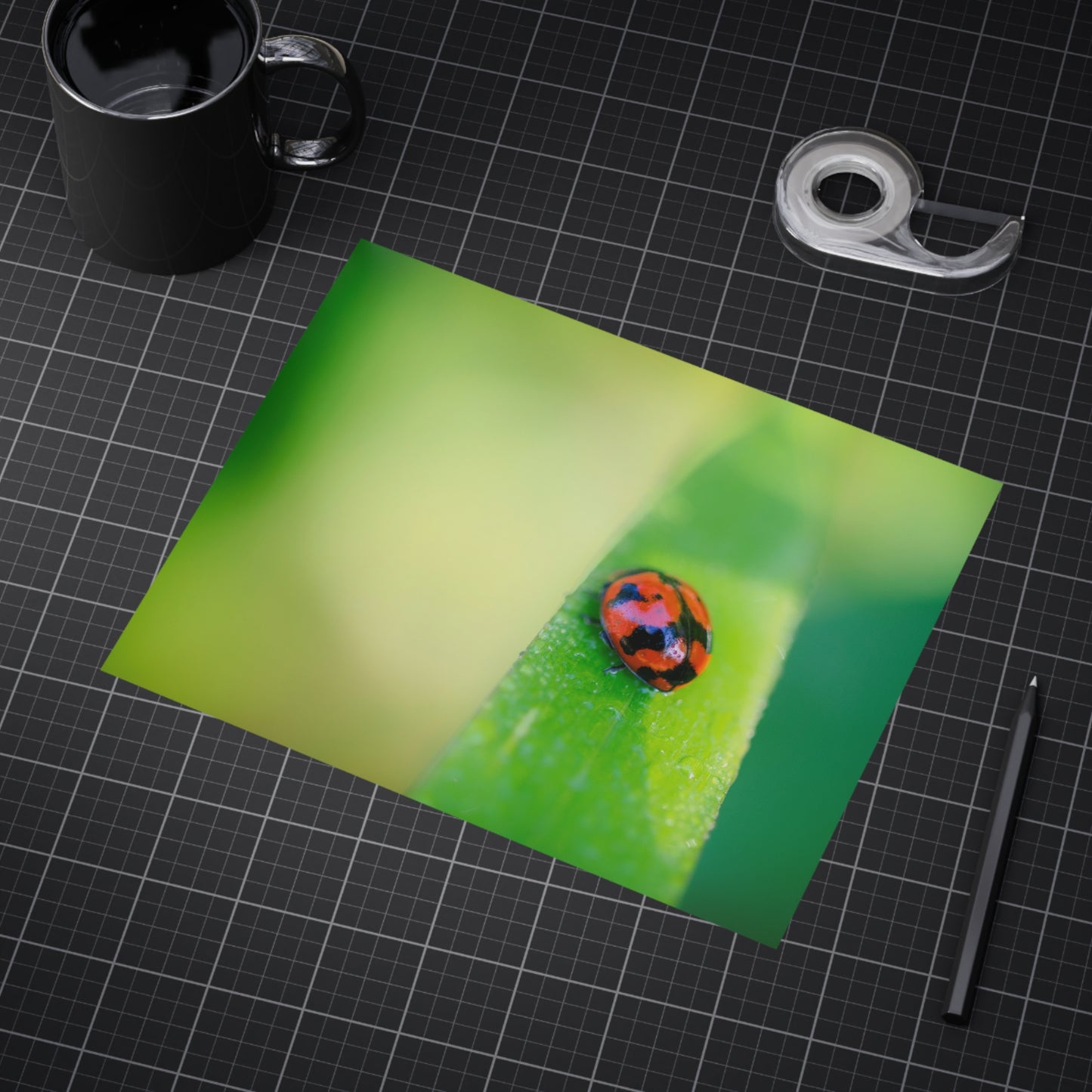 A macro print of a beautiful lady bug