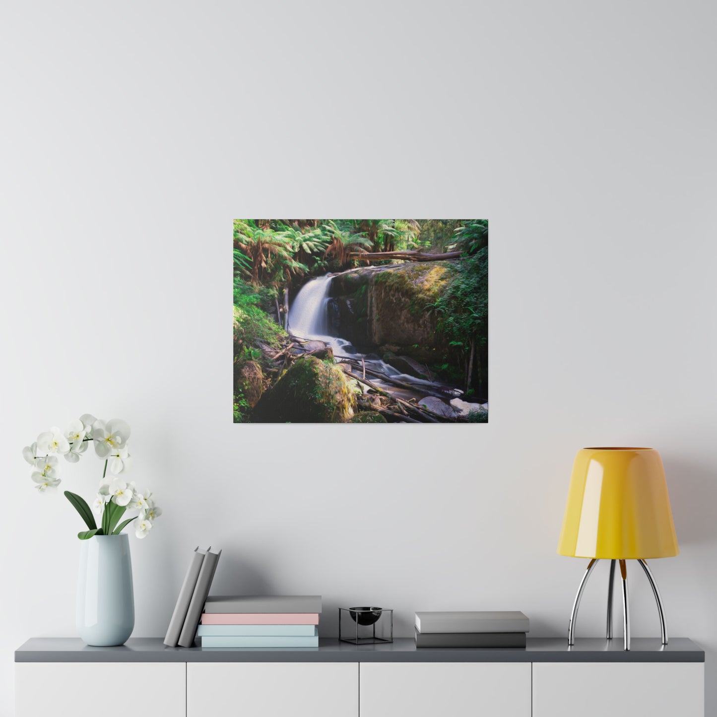 Watercolor styled print of the Amphitheatre Falls on stretched matte canvas