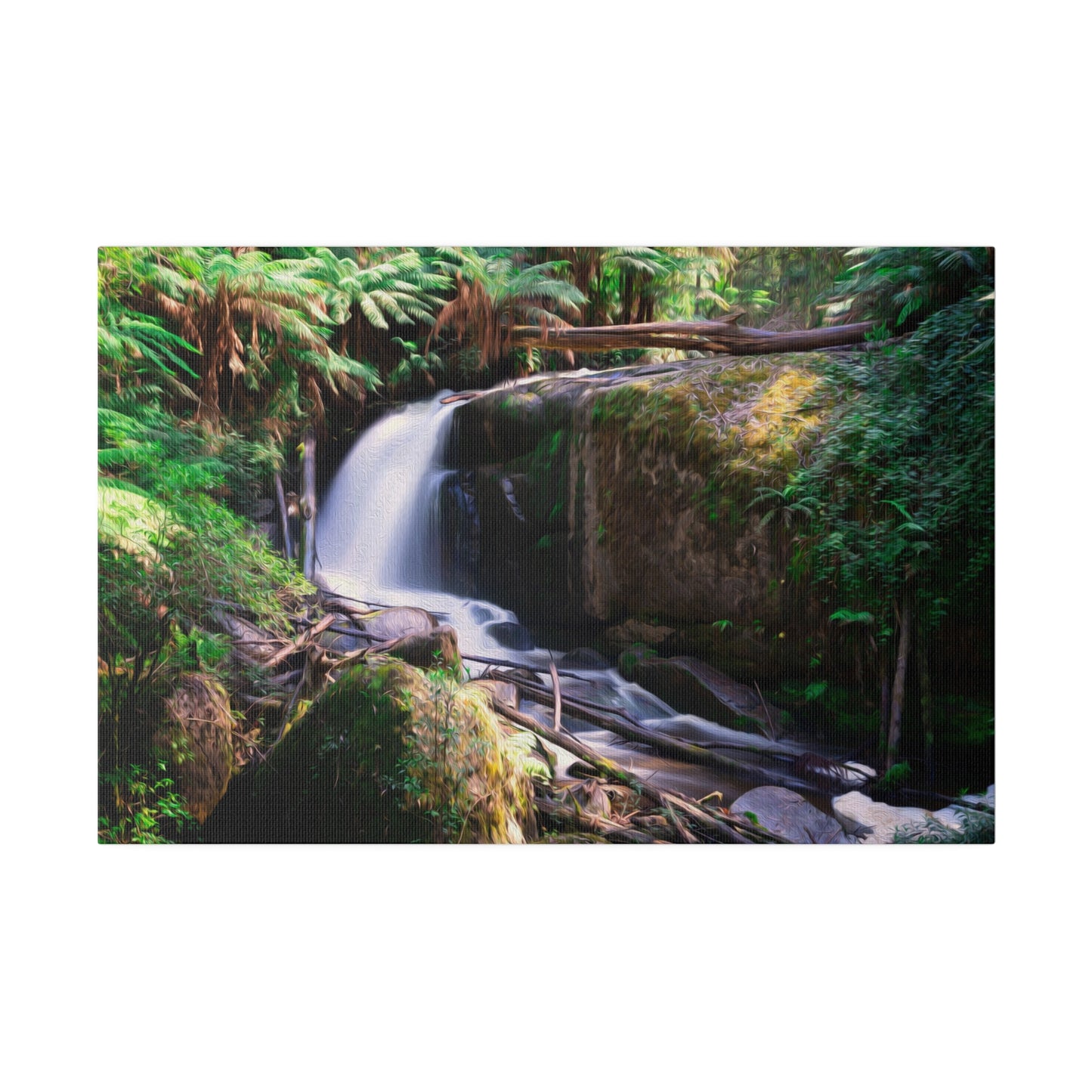 Watercolor styled print of the Amphitheatre Falls on stretched matte canvas