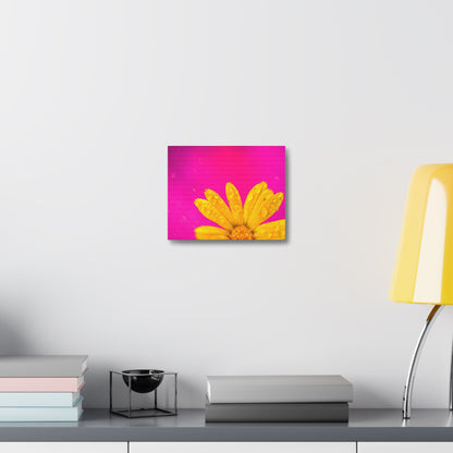 Beautiful yellow flower printed on a stretched satin canvas