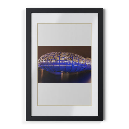 The beautiful Webb Bridge illuminated at night printed on a black framed poster