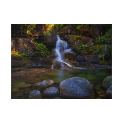 Watercolor styled print of the Ladies Bath falls on a stretched matte canvas