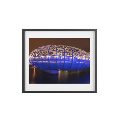 The beautiful Webb Bridge illuminated at night printed on a framed matte poster