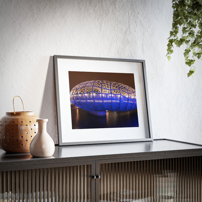 The beautiful Webb Bridge illuminated at night printed on a framed matte poster