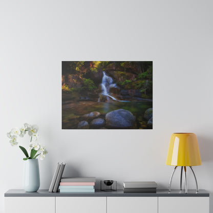 Watercolor styled print of the Ladies Bath falls on a stretched matte canvas