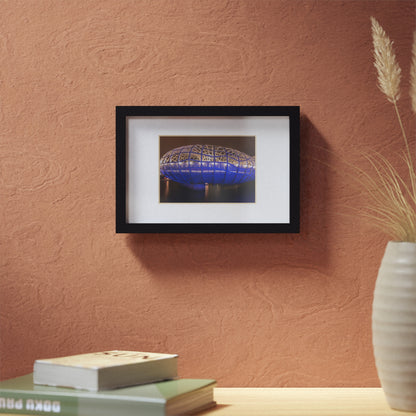 The beautiful Webb Bridge illuminated at night printed on a black framed poster