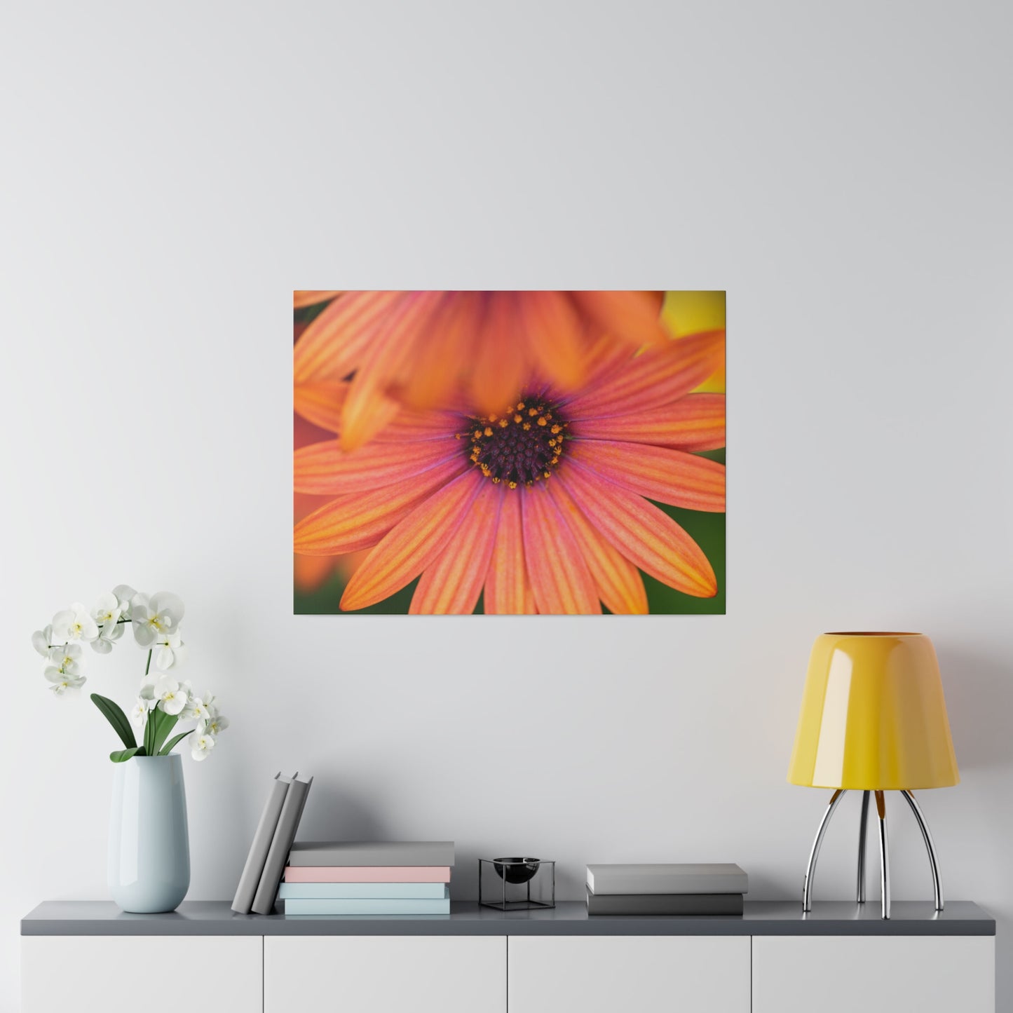 Colorful daisy printed on a stretched matte canvas