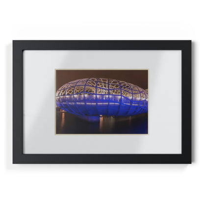 The beautiful Webb Bridge illuminated at night printed on a black framed poster