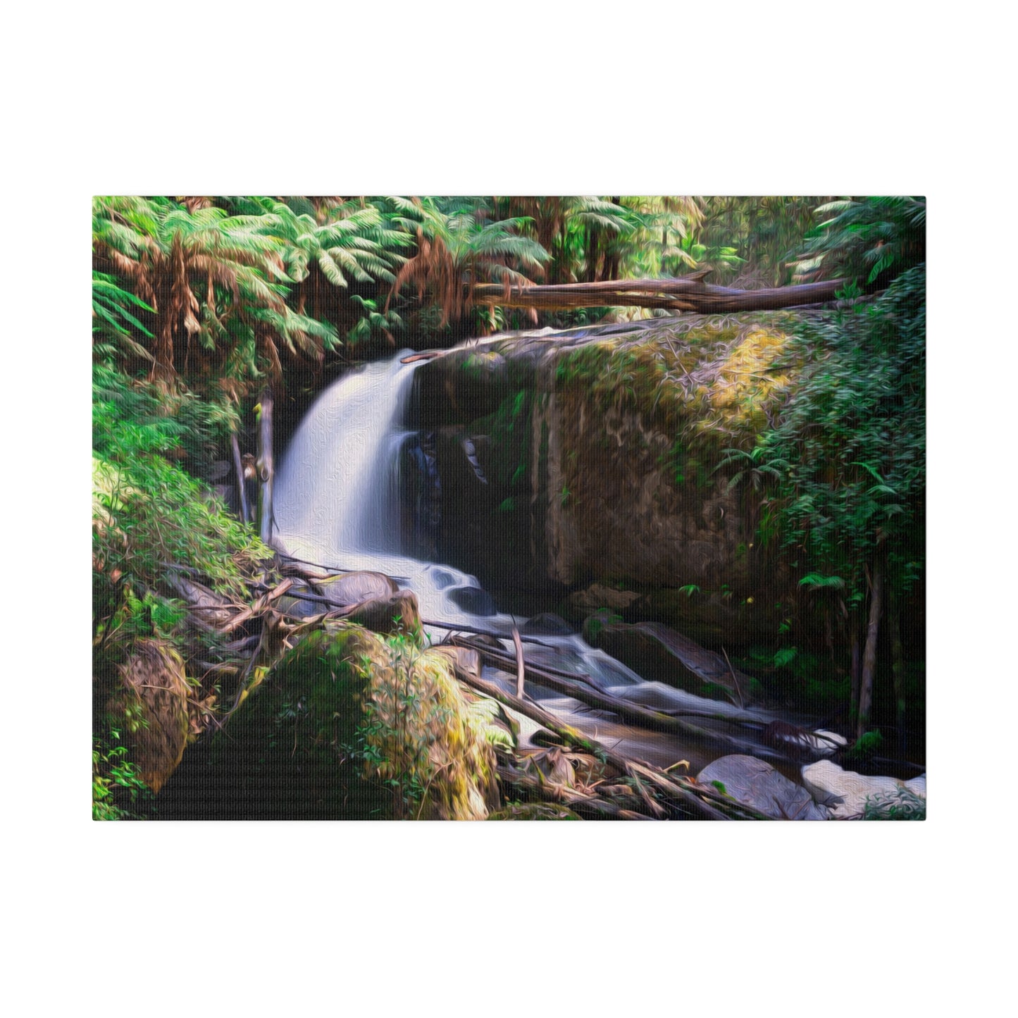 Watercolor styled print of the Amphitheatre Falls on stretched matte canvas