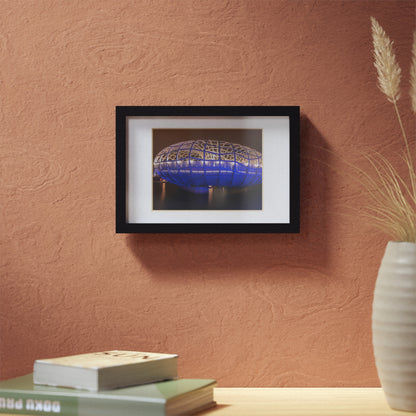 The beautiful Webb Bridge illuminated at night printed on a black framed poster