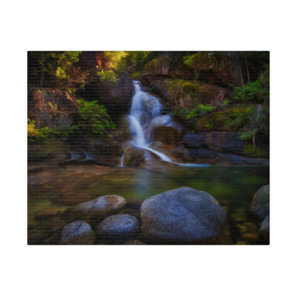 Watercolor styled print of the Ladies Bath falls on a stretched matte canvas